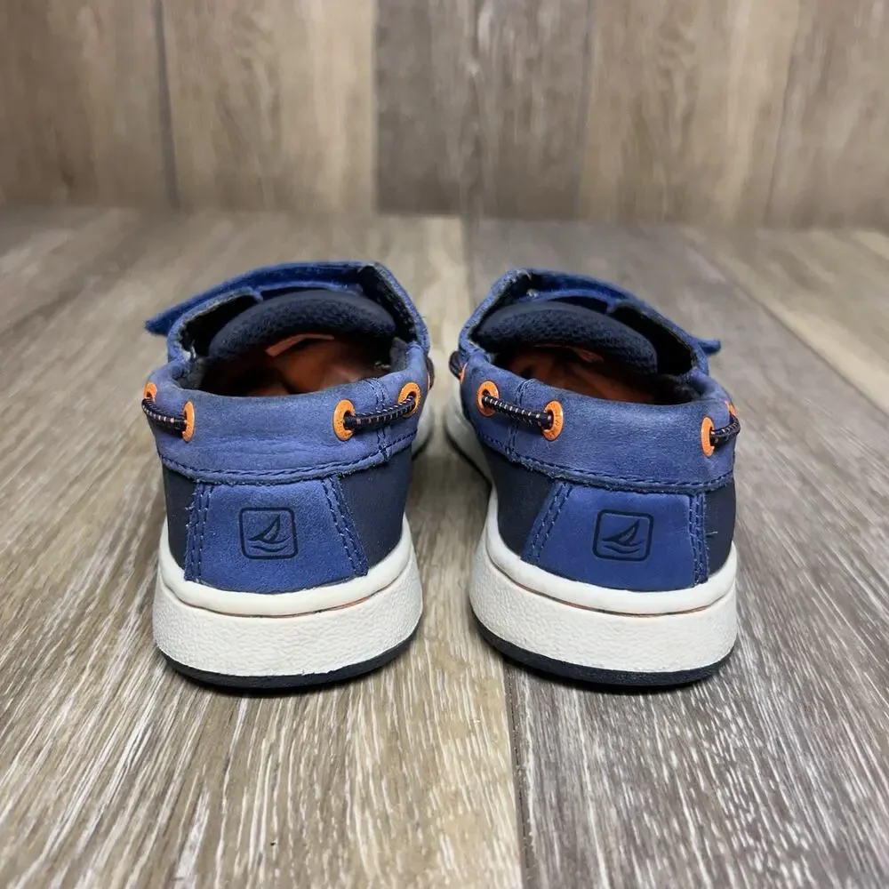 Sperry Cupsole Navy Blue Orange Deck Boat Shoes Kids Youth US Size 9.5M YB48896